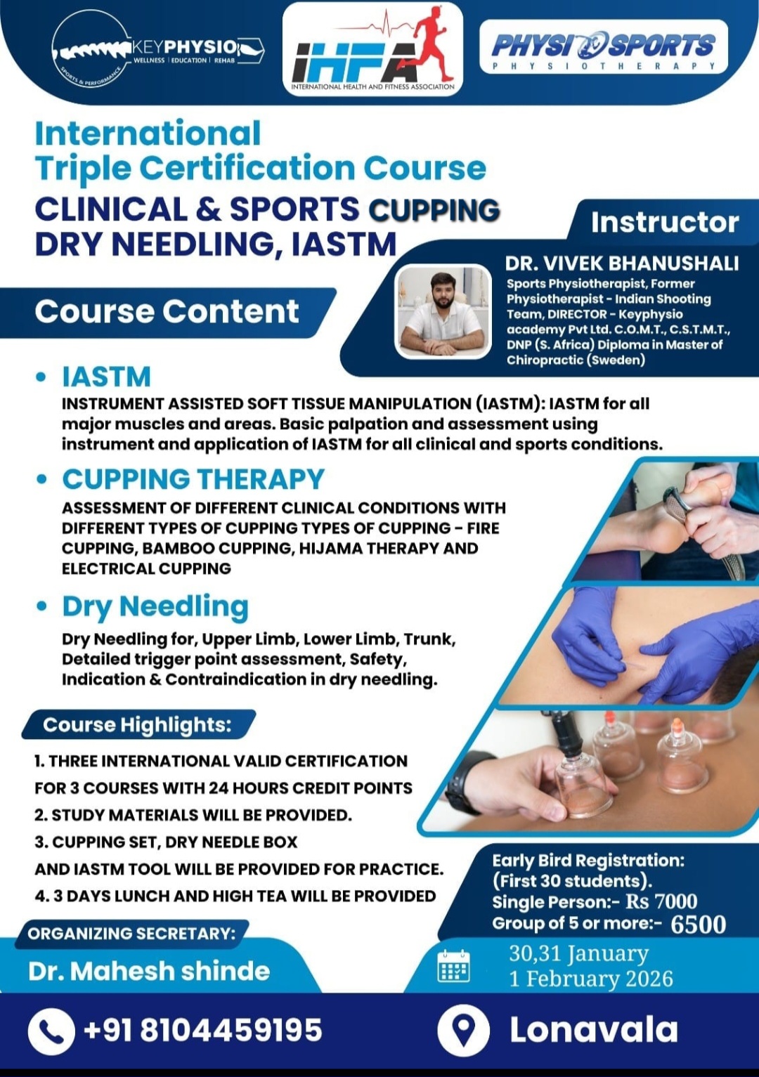 Triple Certification course, clinical and sports cupping, Dryneedling and IASTM